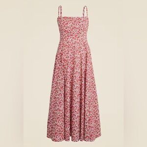 JCrew Red Cherry Organic Cotton Midi Dress